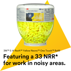 3M™ E-A-RSOFT™ YELLOW NEONS™ ONE TOUCH™ REFILL EARPLUGS 391-1004