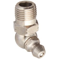 ALEMITE 1922-S NON-CORROSIVE FITTING, 67 1/2 DEGREE ANGLE, STAINLESS STEEL, 1/8" PTF, 61/64" OAL, 11/32" SHANK LENGTH, 7/16" HEX, 1/8" PTF