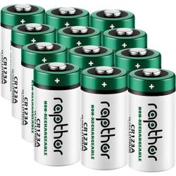 rapthor CR123A Lithium Batteries 3V 1650mAh, 12 Pack CR17345 