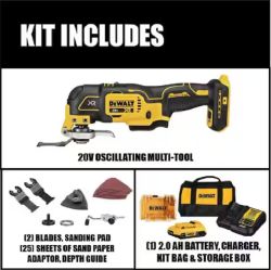 MULTITOOL OSCILLATING 3SPD 20V XR 2AH BATTERY+28 ACCESORIES +CHARGER + BAG