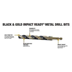 BIT DRILL SET 17PC HSS BLK & GOLD HEX SHANK