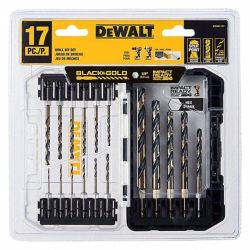 BIT DRILL SET 17PC HSS BLK & GOLD HEX SHANK