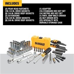 SOCKET+TOOL 108PC 1/4+3/8 MECHANIC KIT DWMT73801