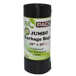 BAG TRASH JMBO 38"X50"BLK BIOPACK 25BAGS PER ROLLS