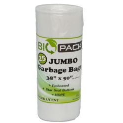 BAG TRASH JMBO 38"X50"CLR BIOPACK 25BAGS PER ROLL