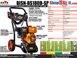 PRESSURE WASHER 2900 MAX PSI 2.4GPM 7HP 210CC 4STROKE GAS BISON