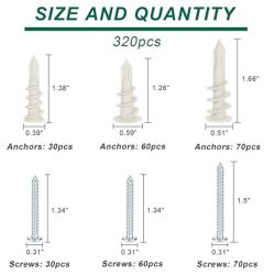 SCREWS KIT & ANCHOR SELF DRILLING NYLON 320PCS