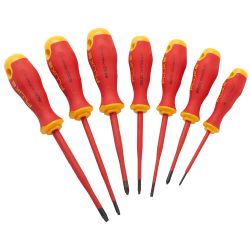 IKSC7, Insulated 7 Units Screwdriver Kit, 1000 V AC, 1500 V DC, 2 Square, 3 Slotted/Flat Head and 2 Phillips