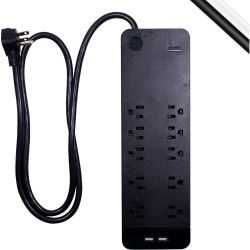 SURGE PROTECTR 10OUT+2USB BLK 3'CRD 2A 3540J 1800W