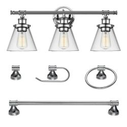 BATH SET CHROME 5PC 3LIGH