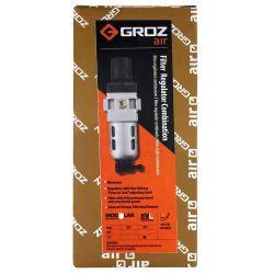 GROZ ¼” NPT MINIATURE AIR FILTER -REGULATOR COMBINATION WITH POLYCARBONATE BOWL