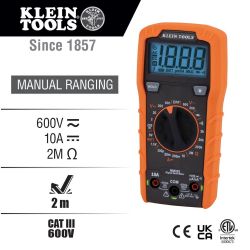 MULTIMETER DIGITAL 600V MANUAL-RANGING
