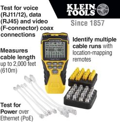 Klein Tools VDV501-852 Cable Tester & VDV500-820 Cable Tracer with Probe Tone Pro Kit