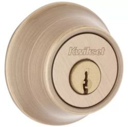 LOCK DEADBOLT SING CYL ANTIQUE BRASS