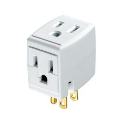 ADAPTOR OUTLET LEVITON GROUNDED TRIPLE CUBE, WHT