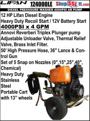PRESSURE WASHER 4000PSI 12 HP DIESEL ENGINE