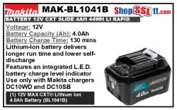 BATTERY 12V CXT SLIDE 4AH. 44WH LI RAPID/STD-60/130M