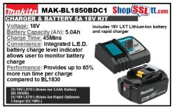 CHARGER&BATTERY 5A 18VKIT. STARTER BL1850B+DC18RC