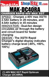 CHARGER BATTERY RAPID 40V XGT. 191F37-5 2.5A-28M 4A-45M