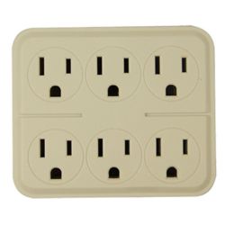 PLUG TAP 6OUT WALL IVORY