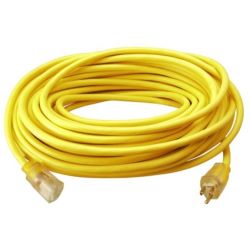 CORD EXT 25' 12/3 YEL 15A SJTW LIGHTED END
