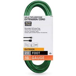 CORD EXT 16/3 GRN 20FT