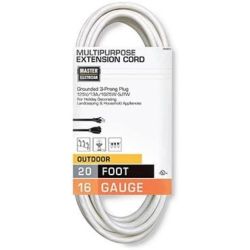 CORD EXT 20' 16/3 WHT 13A SJTW