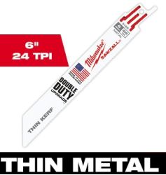 BLADE SAWZALL 6" 24TPI THIN KERF THIN METAL DOUBLE DUTY BIMETAL  