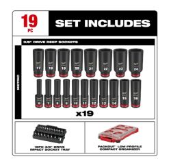 SOCKET SET 19PC 3/8DR MET
