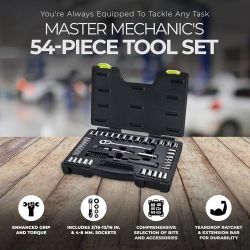 SOCKET SET 54PC 1/4&3/8DR SAE & METRIC