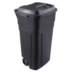 TRASHCAN WHEELED BLK 34GA