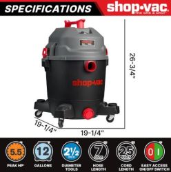 VACCUM WET/DRY 12G 4.5HP
