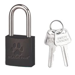 LOCK 38MM ALUM KA BLACK, STEEL SHACKLE KEYED ALIKE