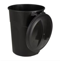 CAN TRASH W/LID 32GAL BLK