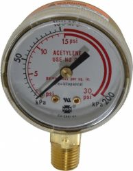 DIAL GAUG 2.5X30#ACT RED GLD BOTOM 200KPA ACET LP