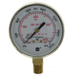 DIAL GAUG 2.5X400#RED BTM GLD 2800KPA LP BOTMCONECT