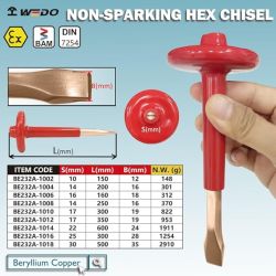 CHISEL FLAT 6PT 150X12MM NON-SPARK BERYLLIUM COPPE