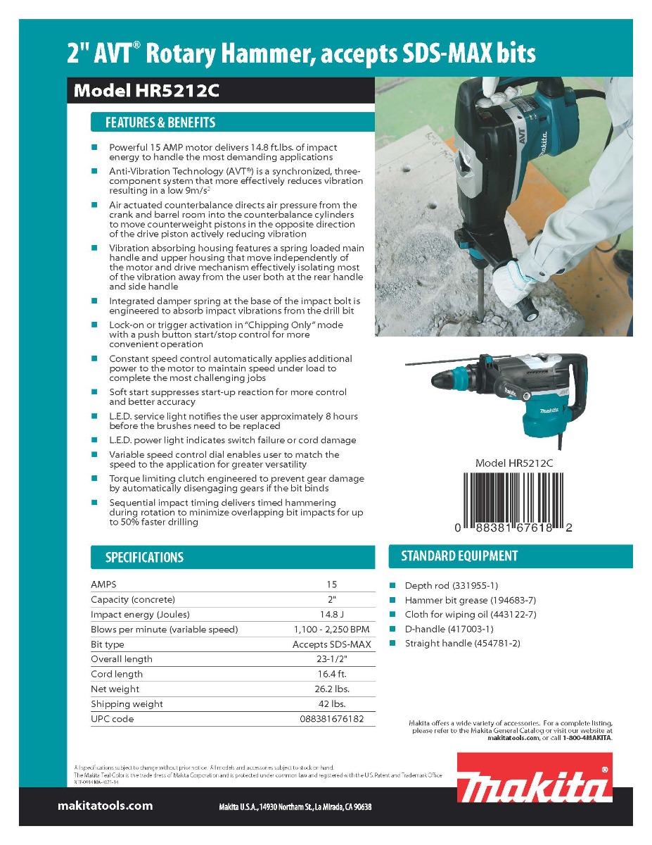 MAK-HR5212C SPEC SHEET 2